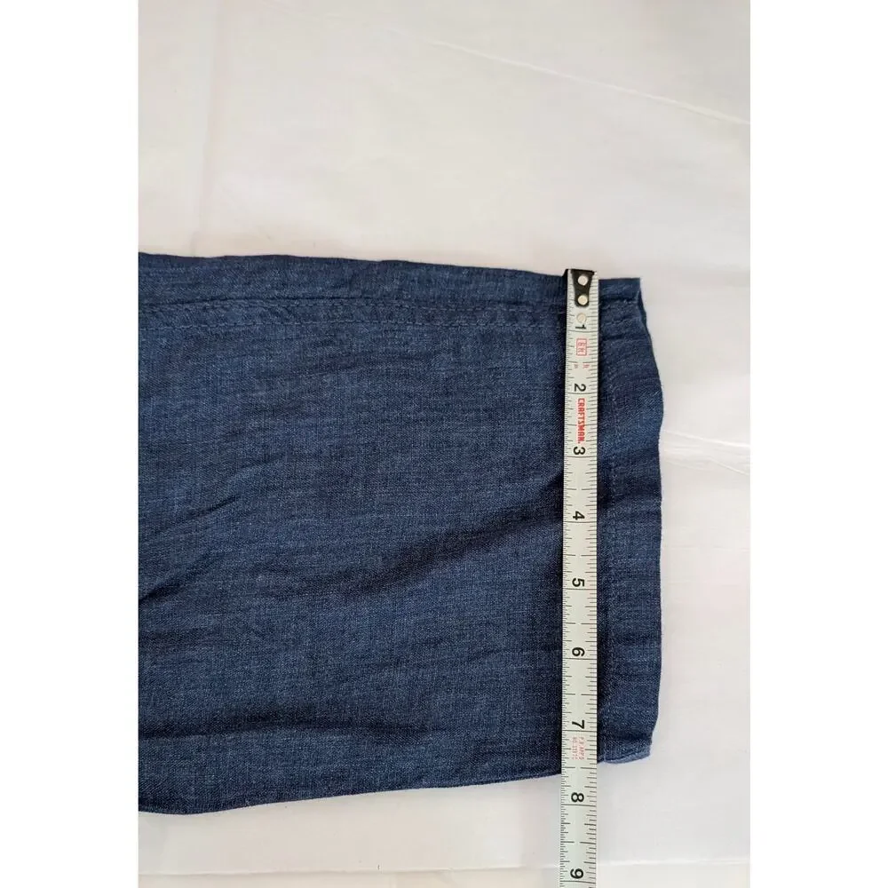 NWT Octobre Agnel Mottled Blue Chino Linen High Rise Trouser Pants, Size XL